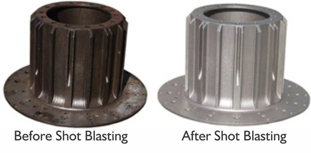 Shot blasting before and after.